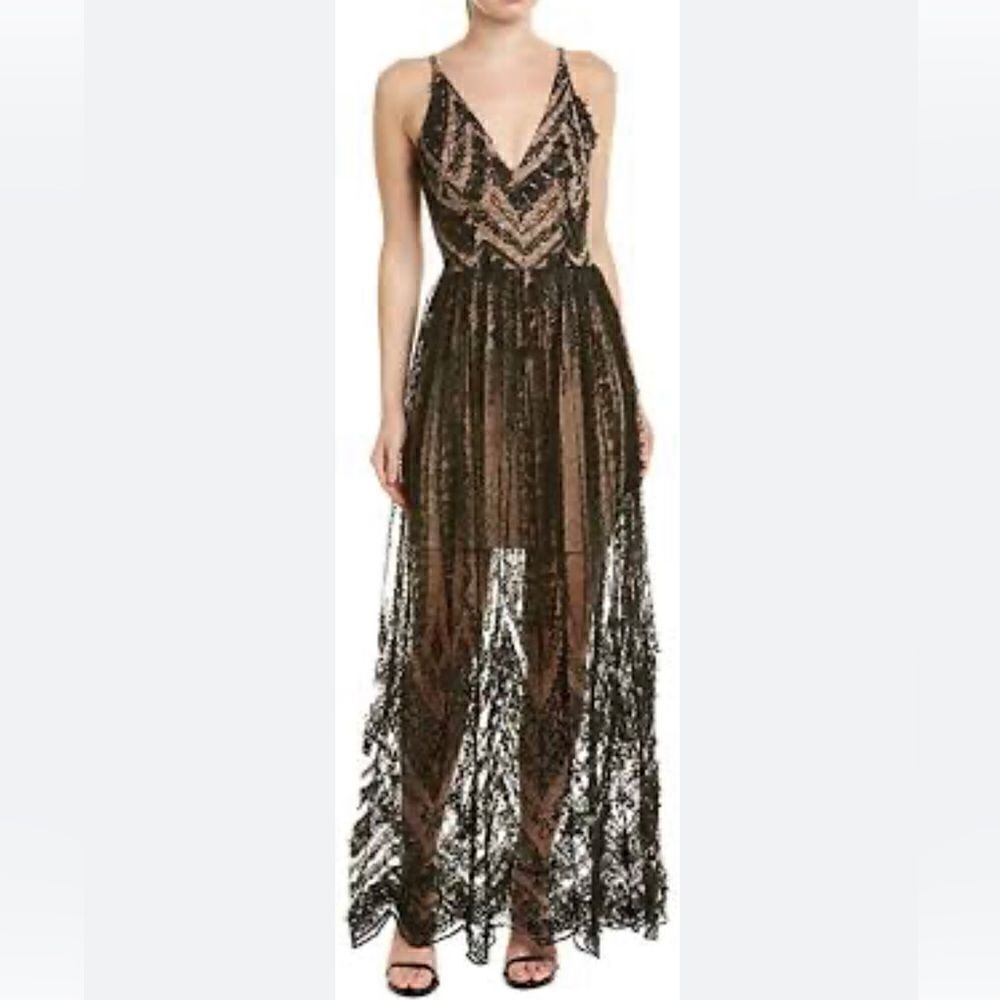 Dress the Population lace embellished maxi dress L - Picture 2 of 14